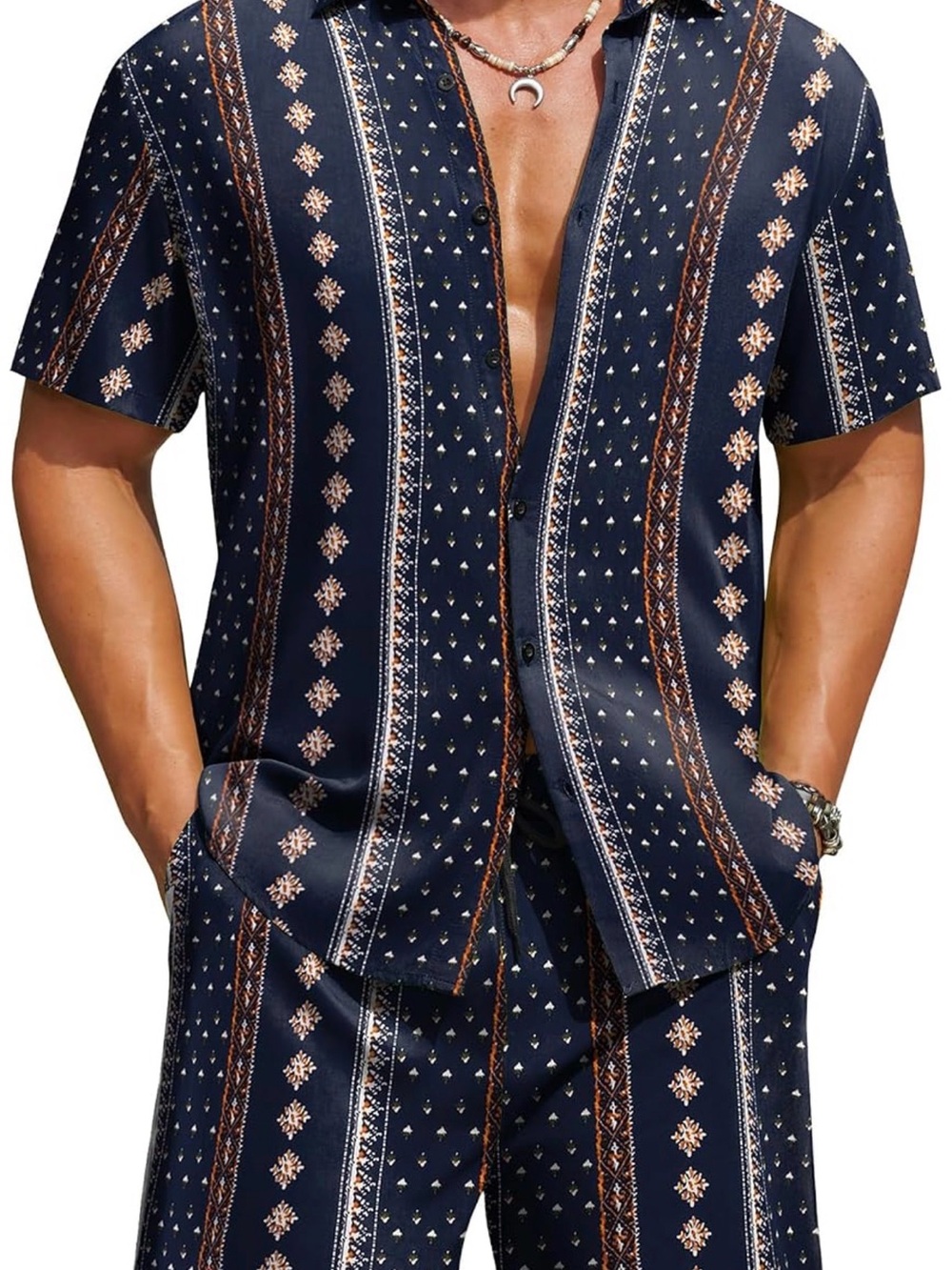 COOFANDY Hawaiian Matching Set